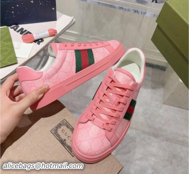 Grade Quality Gucci Ace Sneakers with Web in GG Canvas Pink 814112