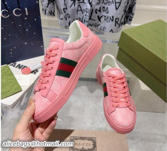 Grade Quality Gucci Ace Sneakers with Web in GG Canvas Pink 814112