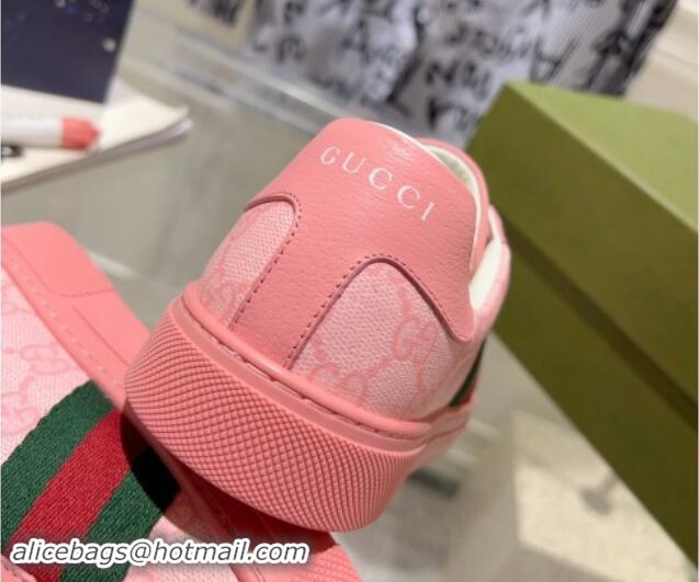 Grade Quality Gucci Ace Sneakers with Web in GG Canvas Pink 814112