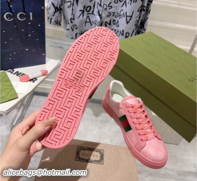 Grade Quality Gucci Ace Sneakers with Web in GG Canvas Pink 814112