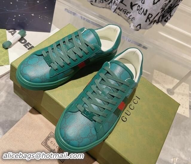 Popular Style Gucci Ace Sneakers with Web in GG Canvas Green 814113