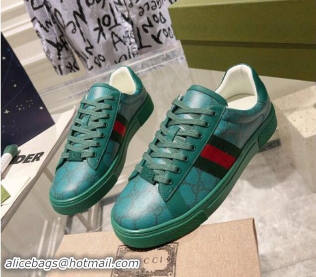 Popular Style Gucci Ace Sneakers with Web in GG Canvas Green 814113