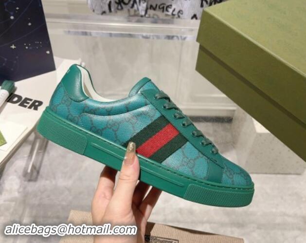 Popular Style Gucci Ace Sneakers with Web in GG Canvas Green 814113