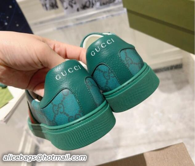 Popular Style Gucci Ace Sneakers with Web in GG Canvas Green 814113