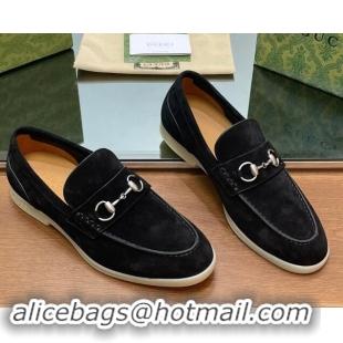 Popular Style Gucci Men's Horsebit Suede Loafers Black 814128