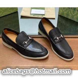 Good Quality Gucci Men's Horsebit Leather Loafers Black 814129