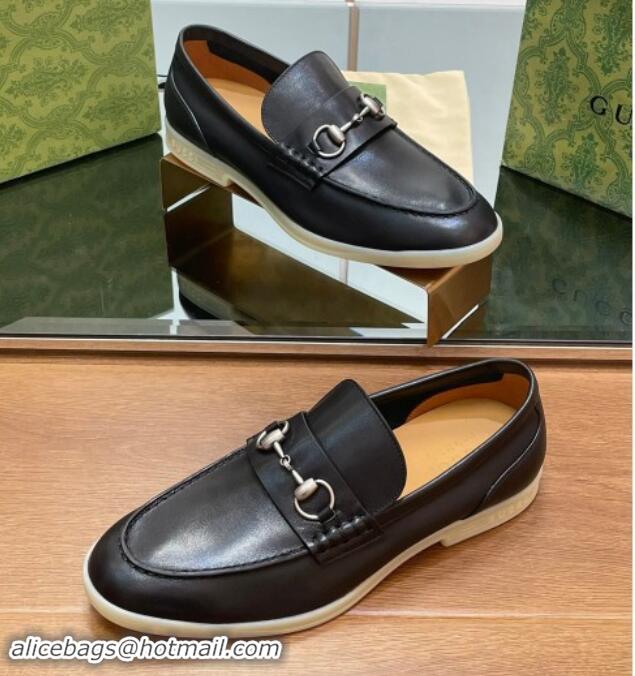 Good Quality Gucci Men's Horsebit Leather Loafers Black 814129