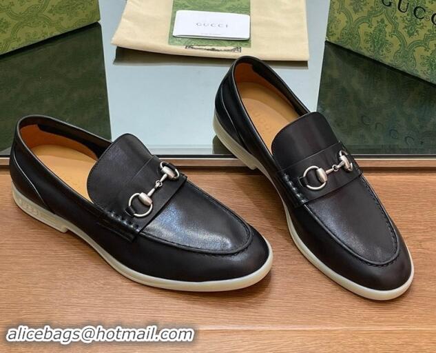 Good Quality Gucci Men's Horsebit Leather Loafers Black 814129