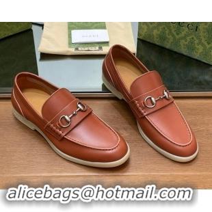 Good Looking Gucci Men's Horsebit Leather Loafers Brown 814130