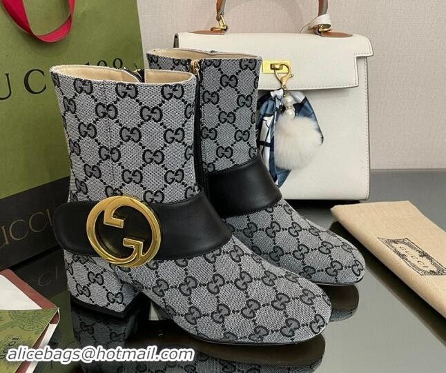 Luxury Gucci Blondie GG Canvas Ankle Boot 5.5cm Grey 906016