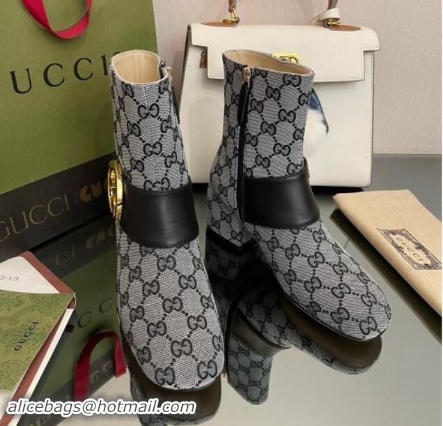 Luxury Gucci Blondie GG Canvas Ankle Boot 5.5cm Grey 906016