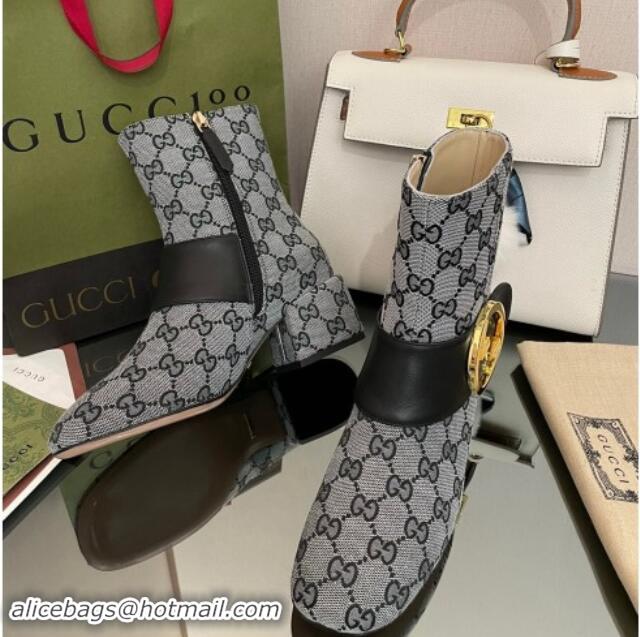 Luxury Gucci Blondie GG Canvas Ankle Boot 5.5cm Grey 906016