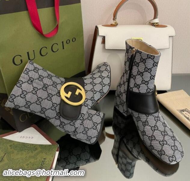 Luxury Gucci Blondie GG Canvas Ankle Boot 5.5cm Grey 906016