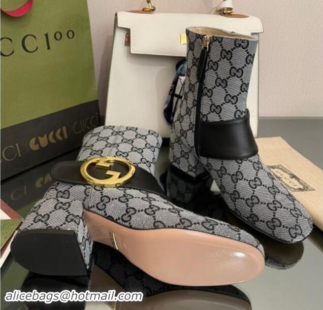 Luxury Gucci Blondie GG Canvas Ankle Boot 5.5cm Grey 906016