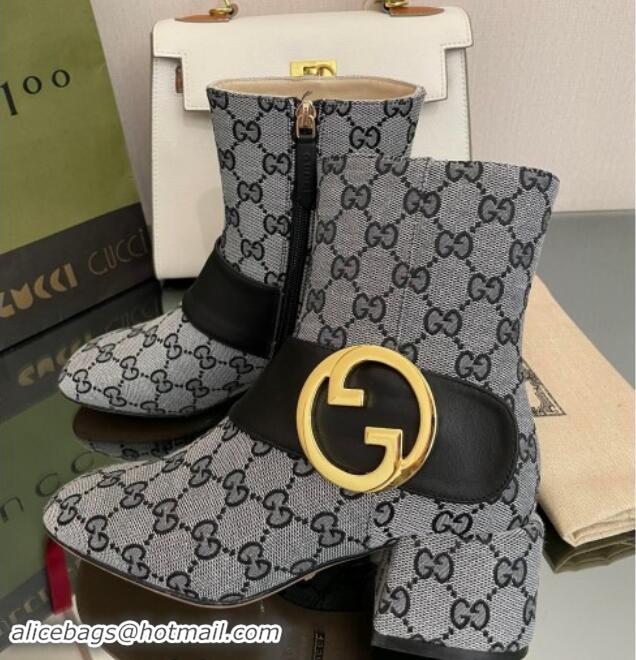 Luxury Gucci Blondie GG Canvas Ankle Boot 5.5cm Grey 906016