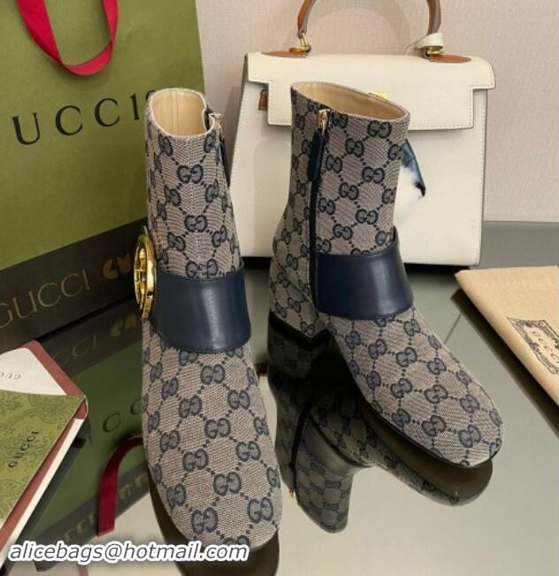 1:1 aaaaa Gucci Blondie GG Canvas Ankle Boot 5.5cm Blue 906017