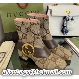 Pretty Style Gucci Blondie Maxi GG Canvas Ankle Boot 5.5cm Camel 906019