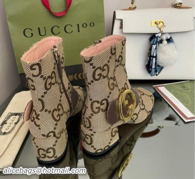 Pretty Style Gucci Blondie Maxi GG Canvas Ankle Boot 5.5cm Camel 906019