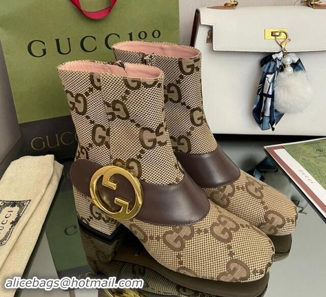 Pretty Style Gucci Blondie Maxi GG Canvas Ankle Boot 5.5cm Camel 906019