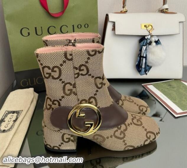 Pretty Style Gucci Blondie Maxi GG Canvas Ankle Boot 5.5cm Camel 906019