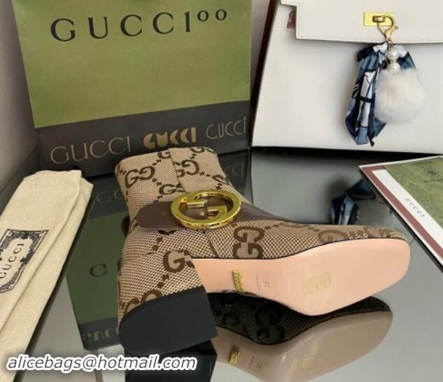 Pretty Style Gucci Blondie Maxi GG Canvas Ankle Boot 5.5cm Camel 906019