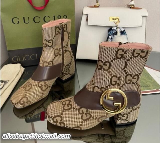 Pretty Style Gucci Blondie Maxi GG Canvas Ankle Boot 5.5cm Camel 906019