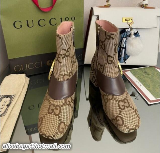 Pretty Style Gucci Blondie Maxi GG Canvas Ankle Boot 5.5cm Camel 906019