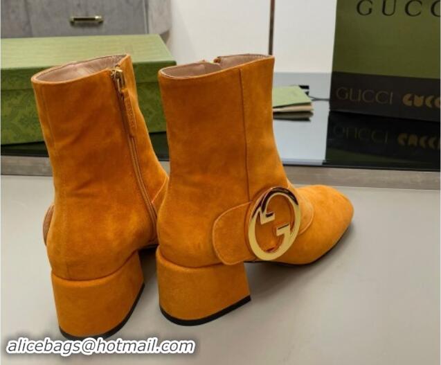 Good Quality Gucci Blondie Suede Ankle Boot 5.5cm Light Orange 906020