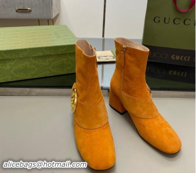 Good Quality Gucci Blondie Suede Ankle Boot 5.5cm Light Orange 906020