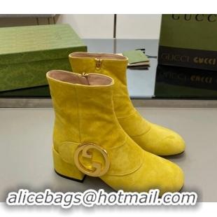 Stylish Gucci Blondie Suede Ankle Boot 5.5cm Yellow 906021