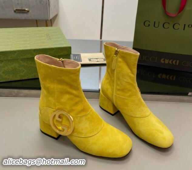 Stylish Gucci Blondie Suede Ankle Boot 5.5cm Yellow 906021