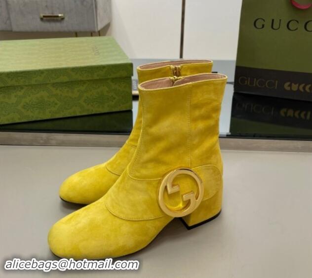 Stylish Gucci Blondie Suede Ankle Boot 5.5cm Yellow 906021