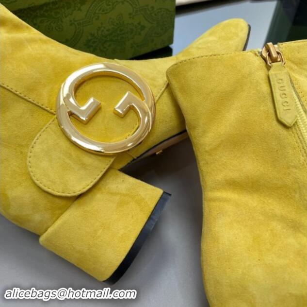 Stylish Gucci Blondie Suede Ankle Boot 5.5cm Yellow 906021