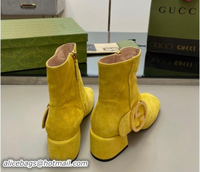 Stylish Gucci Blondie Suede Ankle Boot 5.5cm Yellow 906021