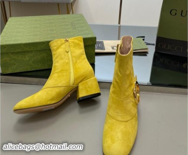 Stylish Gucci Blondie Suede Ankle Boot 5.5cm Yellow 906021