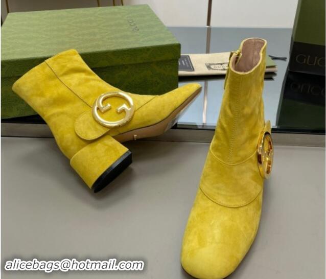 Stylish Gucci Blondie Suede Ankle Boot 5.5cm Yellow 906021