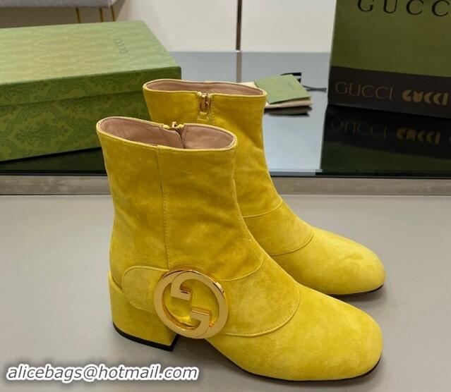 Stylish Gucci Blondie Suede Ankle Boot 5.5cm Yellow 906021