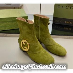 Good Looking Gucci Blondie Suede Ankle Boot 5.5cm Green 906022