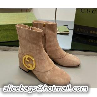 Sophisticated Gucci Blondie Suede Ankle Boot 5.5cm Camel 906024