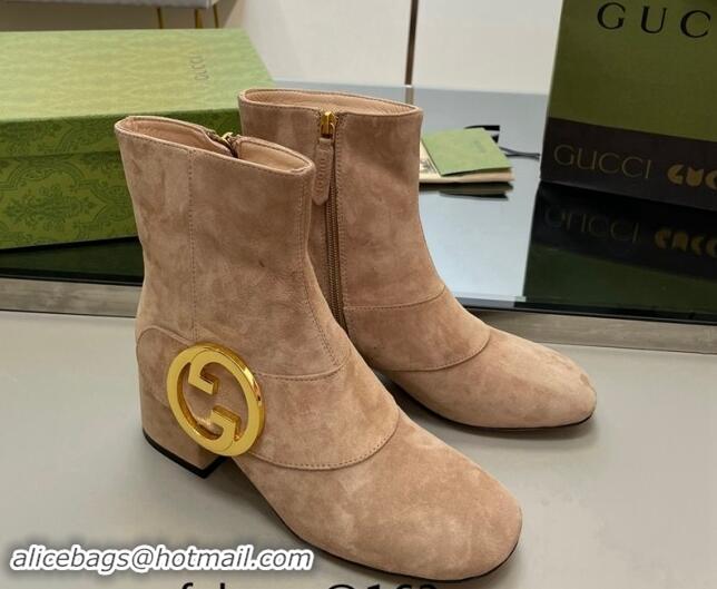 Sophisticated Gucci Blondie Suede Ankle Boot 5.5cm Camel 906024