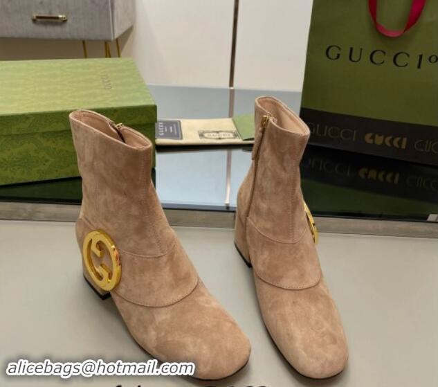 Sophisticated Gucci Blondie Suede Ankle Boot 5.5cm Camel 906024