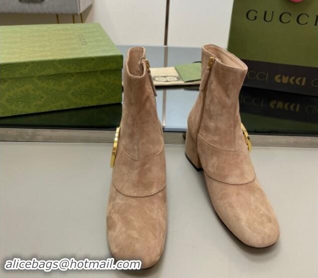 Sophisticated Gucci Blondie Suede Ankle Boot 5.5cm Camel 906024