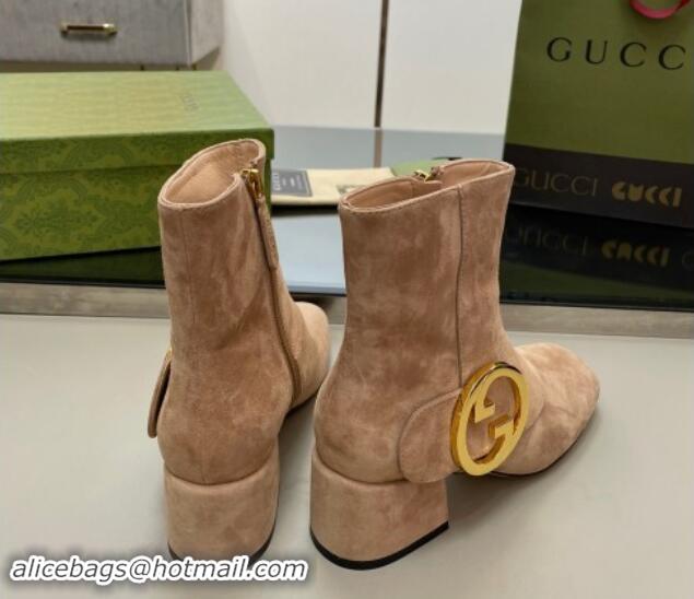 Sophisticated Gucci Blondie Suede Ankle Boot 5.5cm Camel 906024