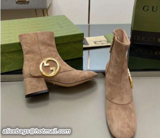 Sophisticated Gucci Blondie Suede Ankle Boot 5.5cm Camel 906024