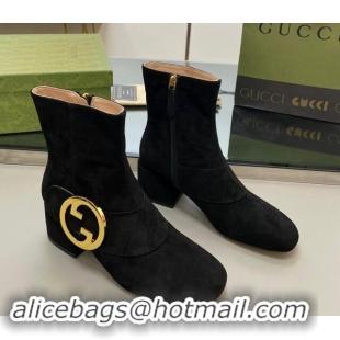 Unique Style Gucci Blondie Suede Ankle Boot 5.5cm Black 906026