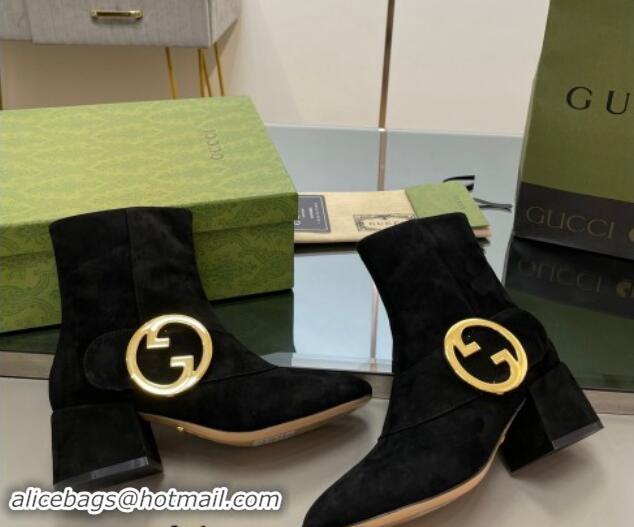 Unique Style Gucci Blondie Suede Ankle Boot 5.5cm Black 906026