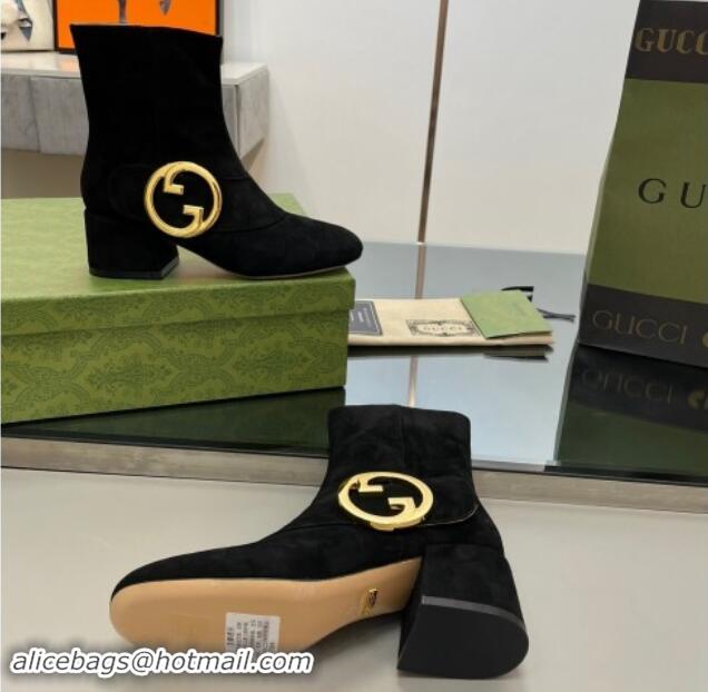 Unique Style Gucci Blondie Suede Ankle Boot 5.5cm Black 906026