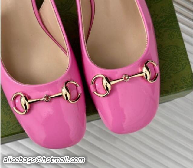 Trendy Design Gucci Patent Leather Horsebit Slingback Pumps 6.5cm with Strass Heel Pink 906045