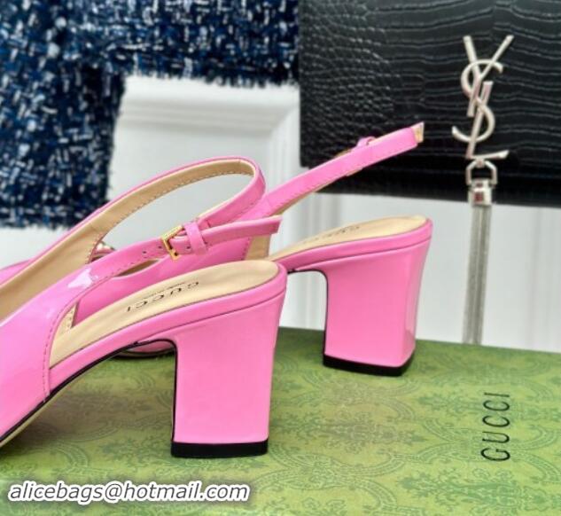 Low Cost Gucci Patent Leather Horsebit Slingback Pumps 6.5cm Pink 906049