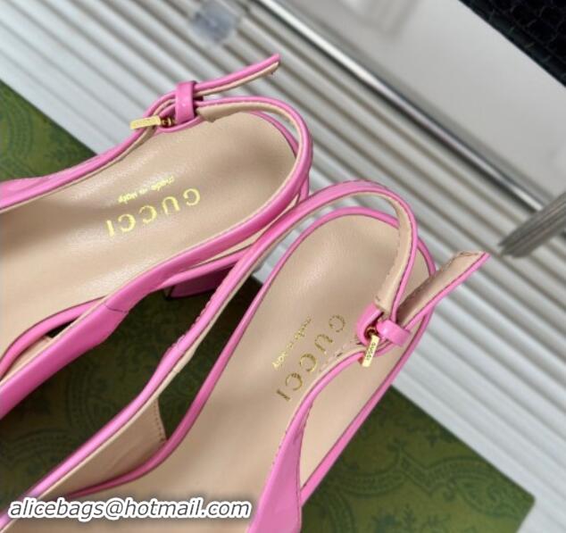 Low Cost Gucci Patent Leather Horsebit Slingback Pumps 6.5cm Pink 906049